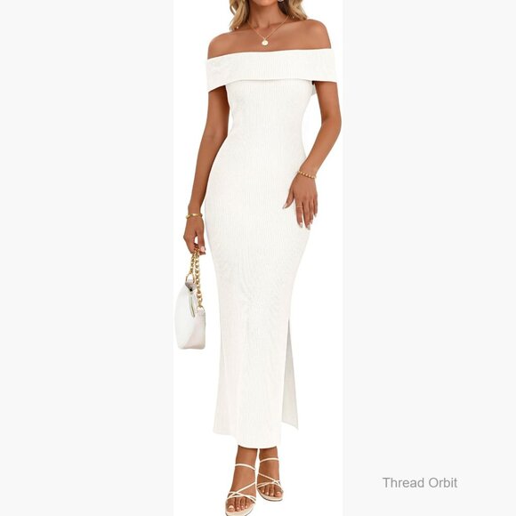 Dresses & Skirts - Off Shoulder Bodycon Midi Dress Knit Sweater Formal Cocktail Slim Fit